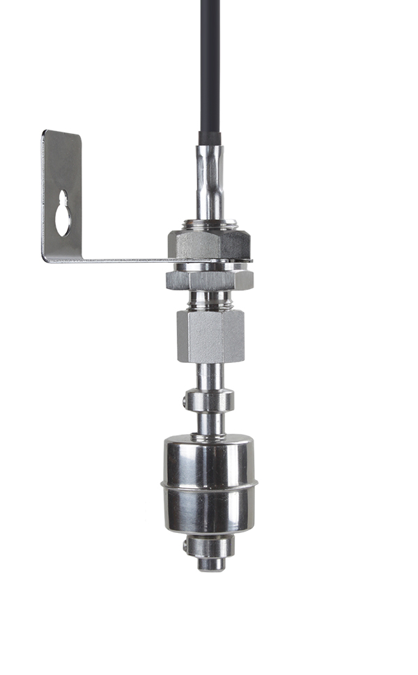 Dränkbar flottörnivåvakt med vinkelfäste